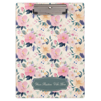Blush & Bloom Elegante Bloemenpastel Waterverf Klembord