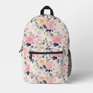 Blush&Bloom Elegante Bloemenpastel Waterverf Roze Bedrukte Rugzak