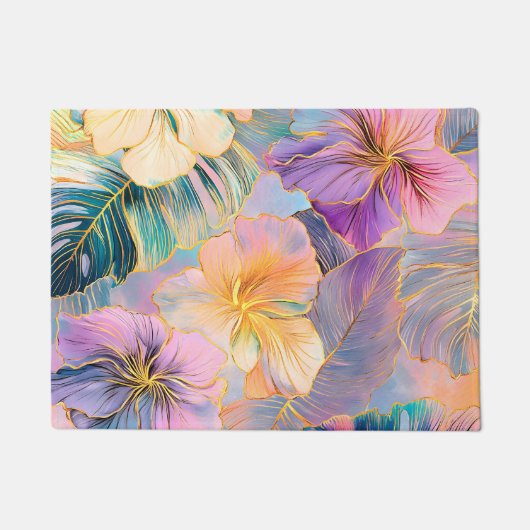 Blush Bloom Exotische Bladeren Bloemen Deurmat (Voorkant)