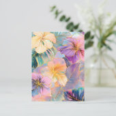 Blush Bloom Exotische Bladeren Bloemen Feestdagenkaart (Staand voorkant)