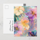 Blush Bloom Exotische Bladeren Bloemen Feestdagenkaart (Voorkant / Achterkant)