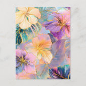 Blush Bloom Exotische Bladeren Bloemen Feestdagenkaart (Voorkant)