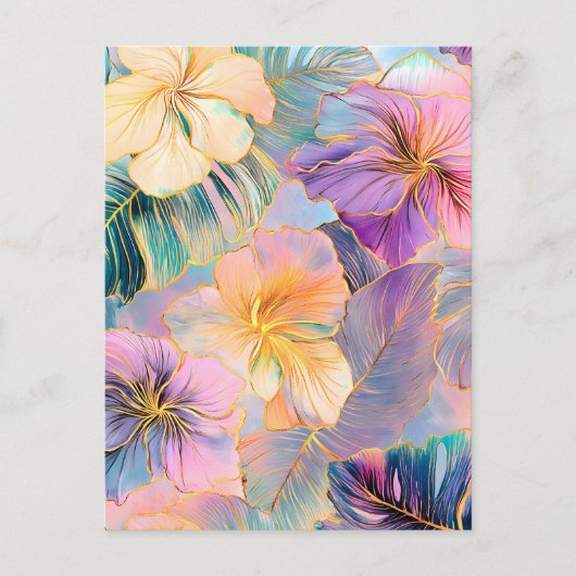 Blush Bloom Exotische Bladeren Bloemen Feestdagenkaart (Voorkant)