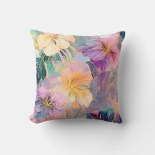 Blush Bloom Exotische Bladeren Bloemen Kussen
