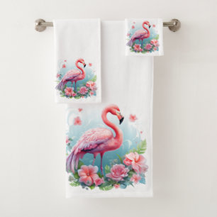 Blush & Bloom Flamingo: De Elegantie van de Natuur Bad Handdoek