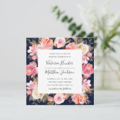 Blush Bloom Floral Wedding Invitation | marine Kaart (Staand voorkant)
