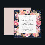 Blush Bloom Floral Wedding Invitation | marine Kaart<br><div class="desc">Deze uitnodiging tot weduwschap van Blush Bloom | Zeemacht in een vierkant lijst met geverfde waterverf bloemen in blote roze en witte,  olijfgroene bladeren met handgeschreven letters. Voor meer geavanceerde aanpassing van dit ontwerp,  te klikken gelieve de knoop "aanpassen". Overeenkomende objecten zijn ook beschikbaar.</div>