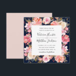 Blush Bloom Floral Wedding Invitation | marine Kaart<br><div class="desc">Deze uitnodiging tot weduwschap van Blush Bloom | Zeemacht in een vierkant lijst met geverfde waterverf bloemen in blote roze en witte,  olijfgroene bladeren met handgeschreven letters. Voor meer geavanceerde aanpassing van dit ontwerp,  te klikken gelieve de knoop "aanpassen". Overeenkomende objecten zijn ook beschikbaar.</div>