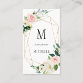 Blush bloom geometrisch goud Lijst monogram Visitekaartje (Voorkant)