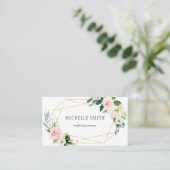 Blush Bloom Geometrisch Goud Lijst Visitekaartje (Staand voorkant)