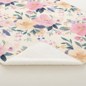 Blush & Bloom Gezellige Pastelbloem Elegantie Sherpa Deken (3/4)