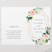 Blush Bloom Gold Lijst Folded Wedding Program (Voorkant)