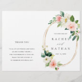 Blush Bloom Gold Oval Lijst Folded Wedding Program (Voorkant)