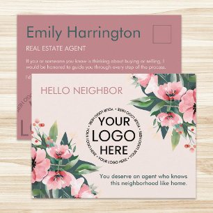 Blush Bloom Introductie Roze Vastgoedmakelaar Briefkaart