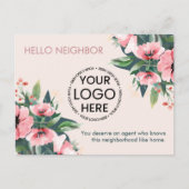 Blush Bloom Introductie Roze Vastgoedmakelaar Briefkaart (Voorkant)