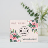 Blush Bloom Introductie Roze Vastgoedmakelaar Briefkaart (Staand voorkant)
