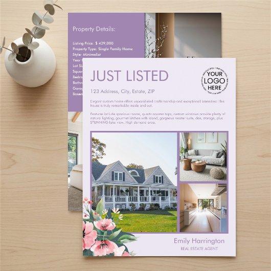 Blush Bloom Listing Mauve Makelaar Flyer