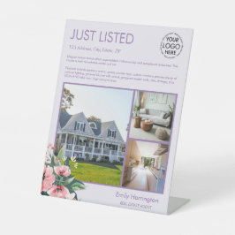 Blush Bloom Listing Mauve Makelaar Reclamebord Met Voetstuk