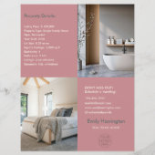 Blush Bloom Listing Roze Vastgoedmakelaar Flyer (Achterkant)