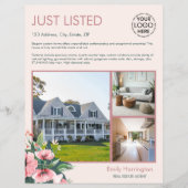 Blush Bloom Listing Roze Vastgoedmakelaar Flyer (Voorkant)