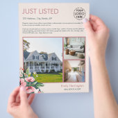 Blush Bloom Listing Roze Vastgoedmakelaar Flyer (Hand)