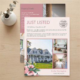Blush Bloom Listing Roze Vastgoedmakelaar Flyer