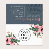 Blush Bloom Logo Grijs Makelaar Visitekaartje (Buitenkant ongevouwen)