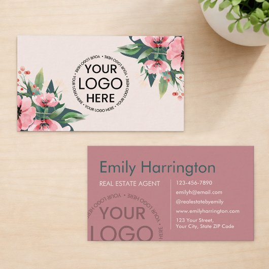 Blush Bloom Logo Roos Vastgoedmakelaar Visitekaartje