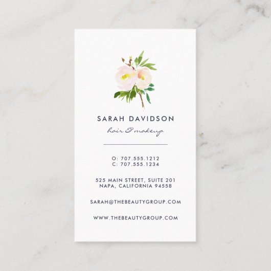 Blush Bloom | Moderne Waterverf — Floral — vertica Visitekaartje (Achterkant)