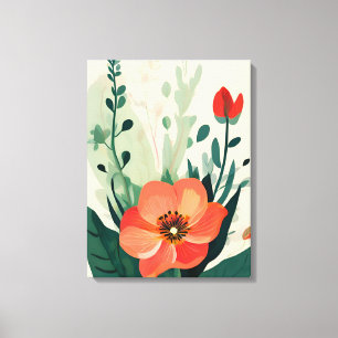Blush Bloom: Perzik Bloem en bladeren Art Print