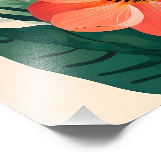 Blush Bloom: Perzik Bloem en bladeren Art Print Foto Afdruk (Hoek)