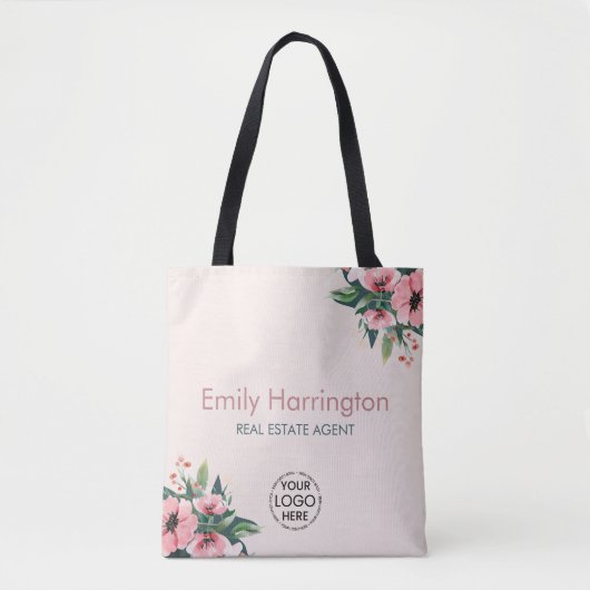 Blush Bloom Rose Makelaar Tote Bag (Voorkant)