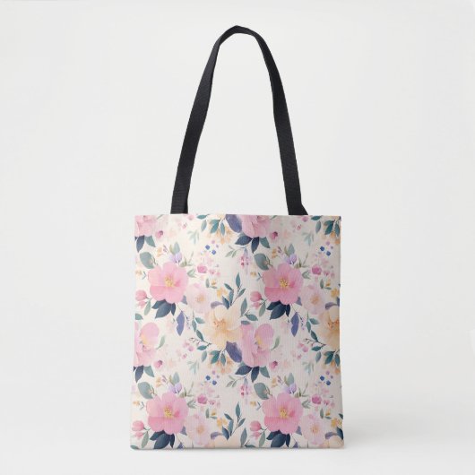 Blush & Bloom Roze Bloemen Chic Elegant Tote Bag (Voorkant)