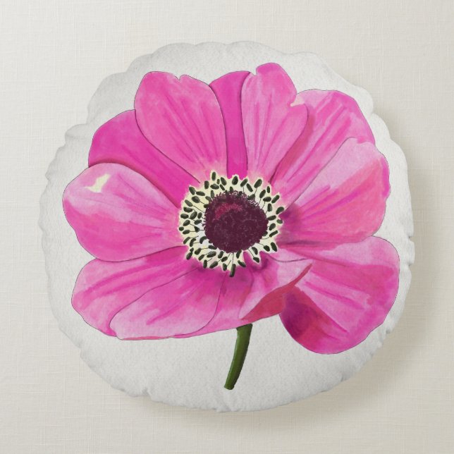 Blush Bloom Throw Pillow Rond Kussen (Voorkant)