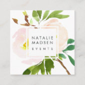 Blush Bloom Vierkante Visitekaartje (Voorkant)