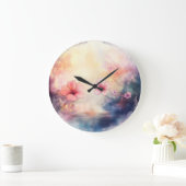 Blush Bloom – Waterverf Bloem Ronde Wandklok (Huis)