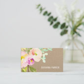 Blush Bloom | Waterverf Floral Kraft Visitekaartje (Staand voorkant)