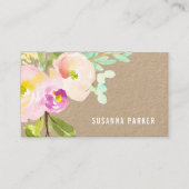 Blush Bloom | Waterverf Floral Kraft Visitekaartje (Voorkant)