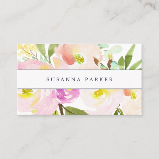 Blush Bloom | Waterverf Floral Visitekaartje (Voorkant)