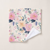 Blush & Bloom Zachte Bloemen Roze Perzik Waterverf Bad Handdoek (Wasdoekje)