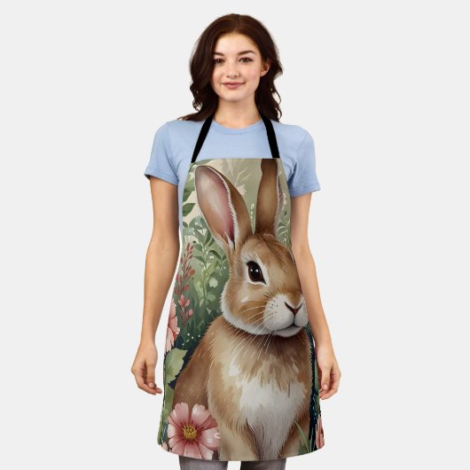 Blush Blooms en Bunny Dreams All-Over Print Schort (Gedragen)