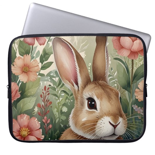 Blush Blooms en Bunny Dreams Electronics Bag Laptop Sleeve (Voorkant)