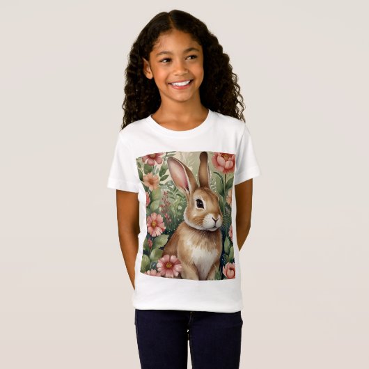 Blush Blooms en Bunny Dreams Kinder T-Shirt (Voorkant volledig)
