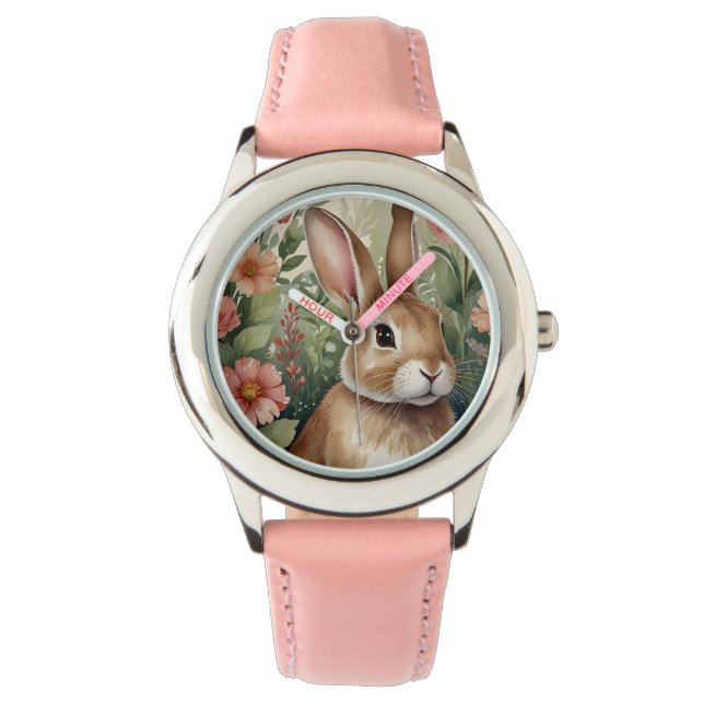 Blush Blooms en Bunny Watch Horloge (Voorkant)