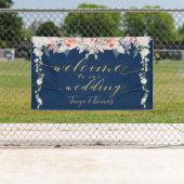 Blush Blooms Fancy gouden kalligrafie Welkom Spandoek (Insitu)