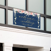 Blush Blooms Fancy gouden kalligrafie Welkom Spandoek (Buitenkant Gebouw)