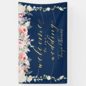 Blush Blooms Fancy gouden kalligrafie Welkom Spandoek (Verticaal)