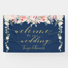 Blush Blooms Fancy gouden kalligrafie Welkom Spandoek