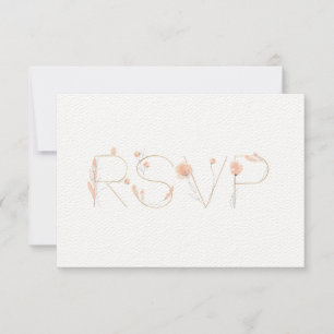 Blush & Blooms Gold Waterverf Abstracte Floral RSVP Kaartje