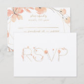 Blush & Blooms Gouden Waterverf Abstracte Bloemen RSVP Kaartje (Voorkant / Achterkant)